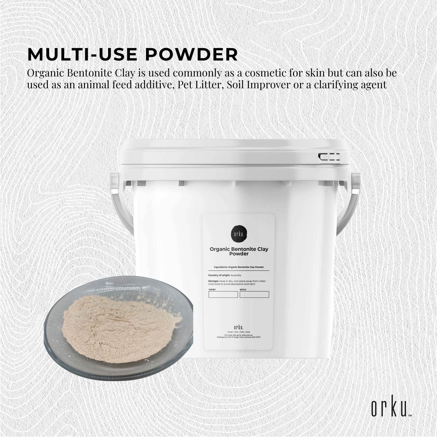 5Kg Organic Sodium Bentonite Clay Powder Tub Bucket - Cosmetic Montmorillonite-2