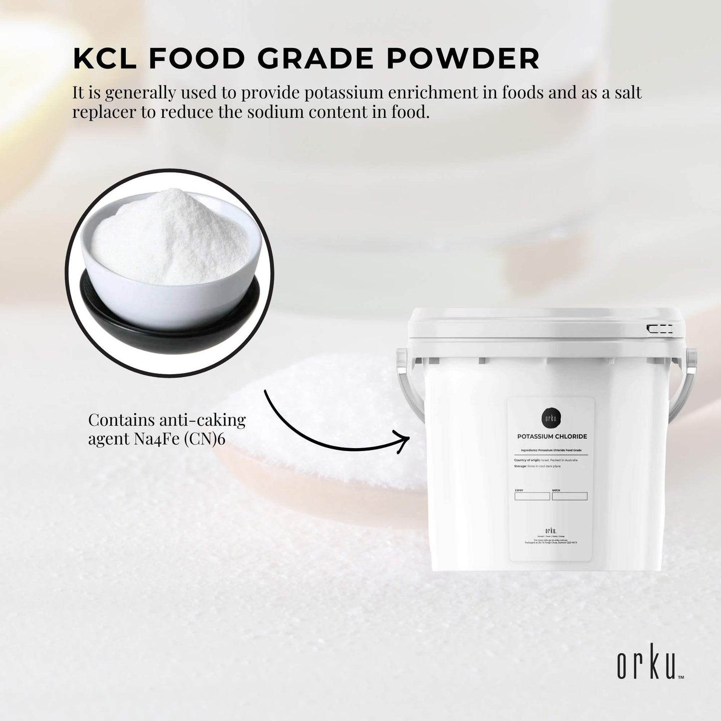5Kg Potassium Chloride Powder Tub - Pure KCL E508 Food Grade Replacer-3