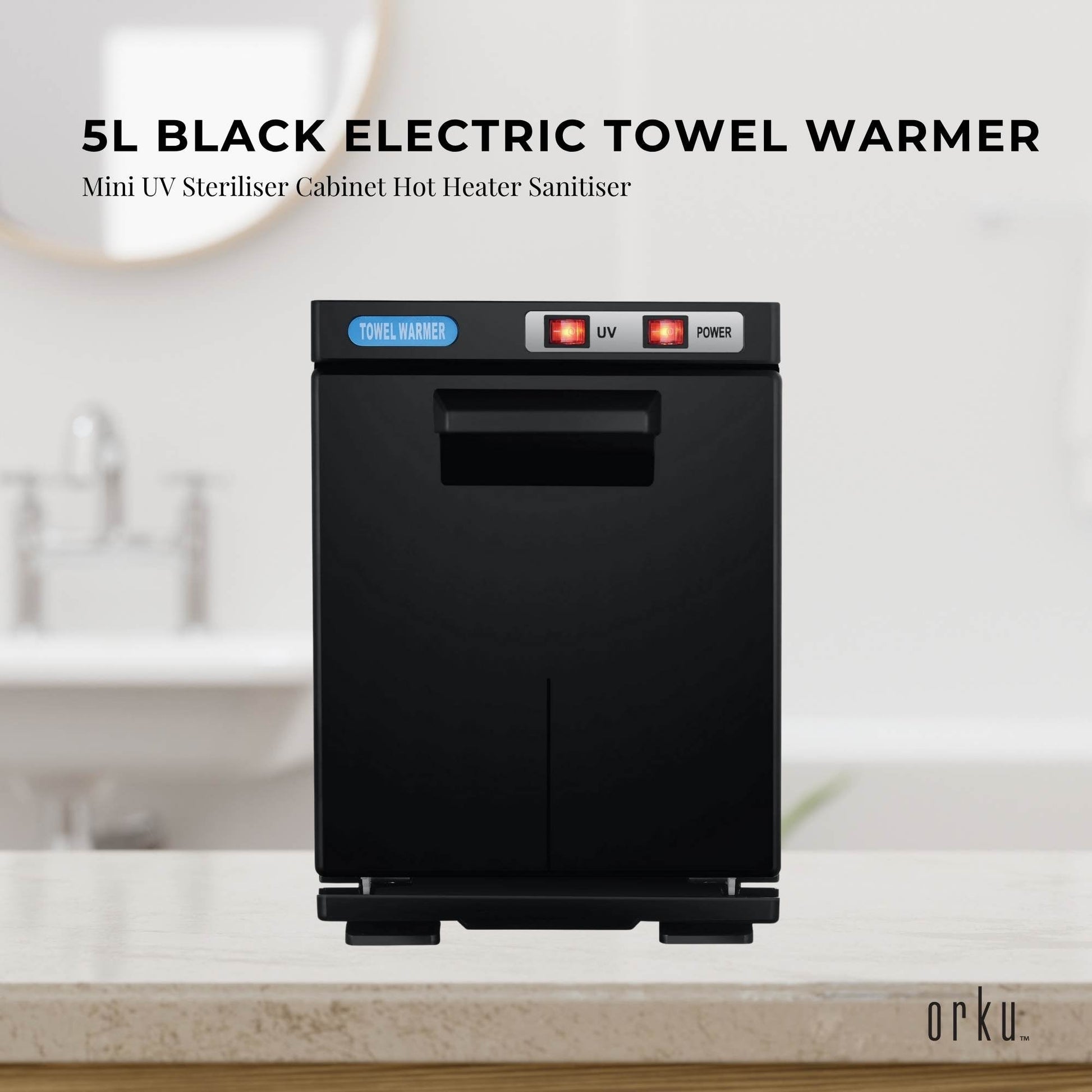 5L Black Electric Hand Towel Warmer Mini UV Steriliser Cabinet Hot Heater Sanitiser-1