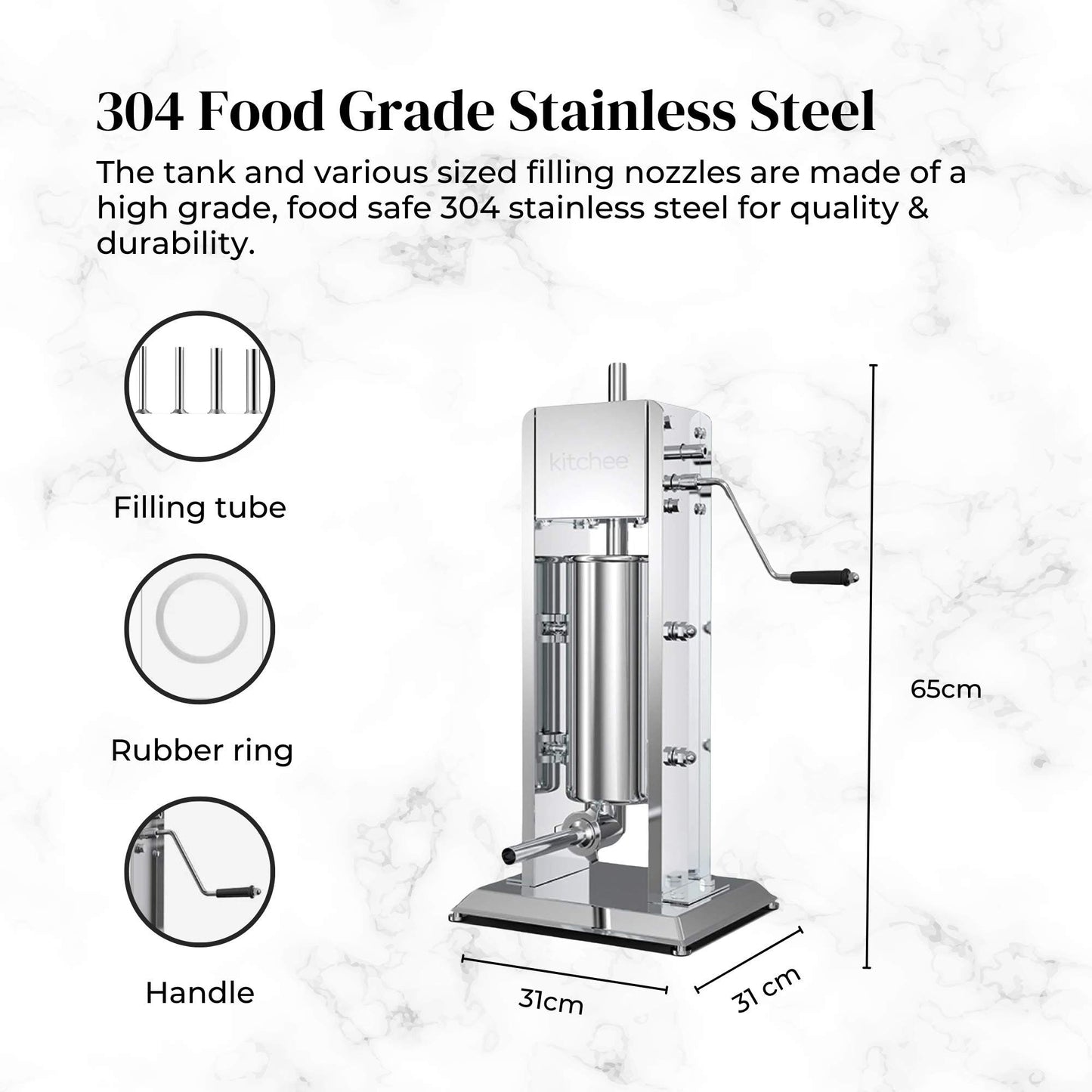 5L Manual Vertical Sausage Filler - Stainless Stuffer Meat Press Machine-2