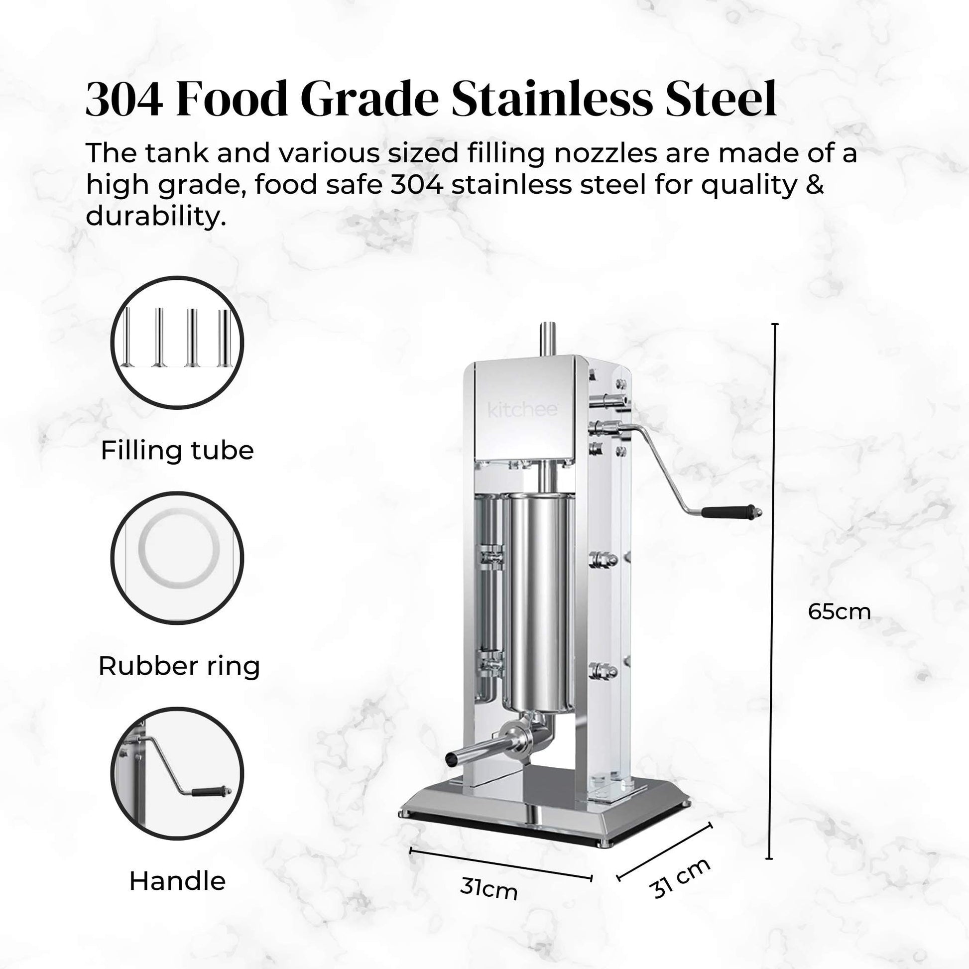 5L Manual Vertical Sausage Filler - Stainless Stuffer Meat Press Machine-2