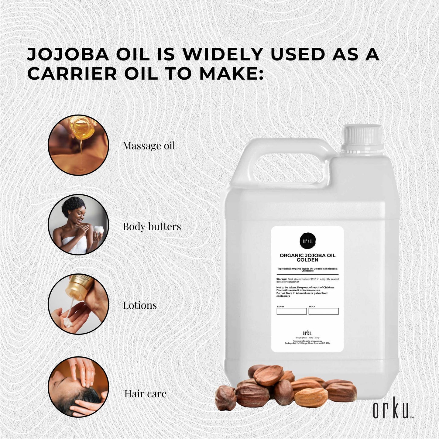 5L Organic Jojoba Oil - Golden Pure Cold Pressed Seed For Hair Skin Nails-2