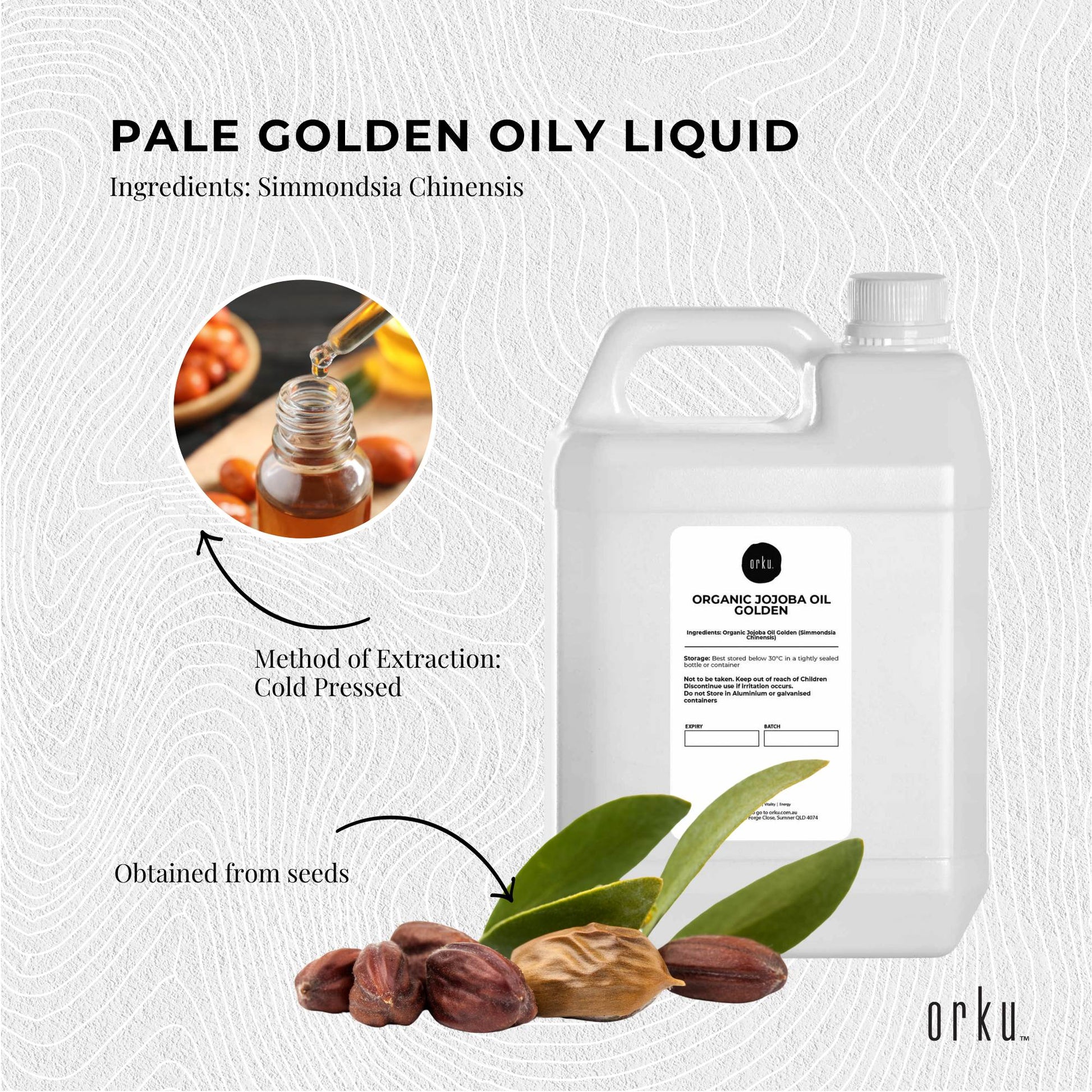 5L Organic Jojoba Oil - Golden Pure Cold Pressed Seed For Hair Skin Nails-4