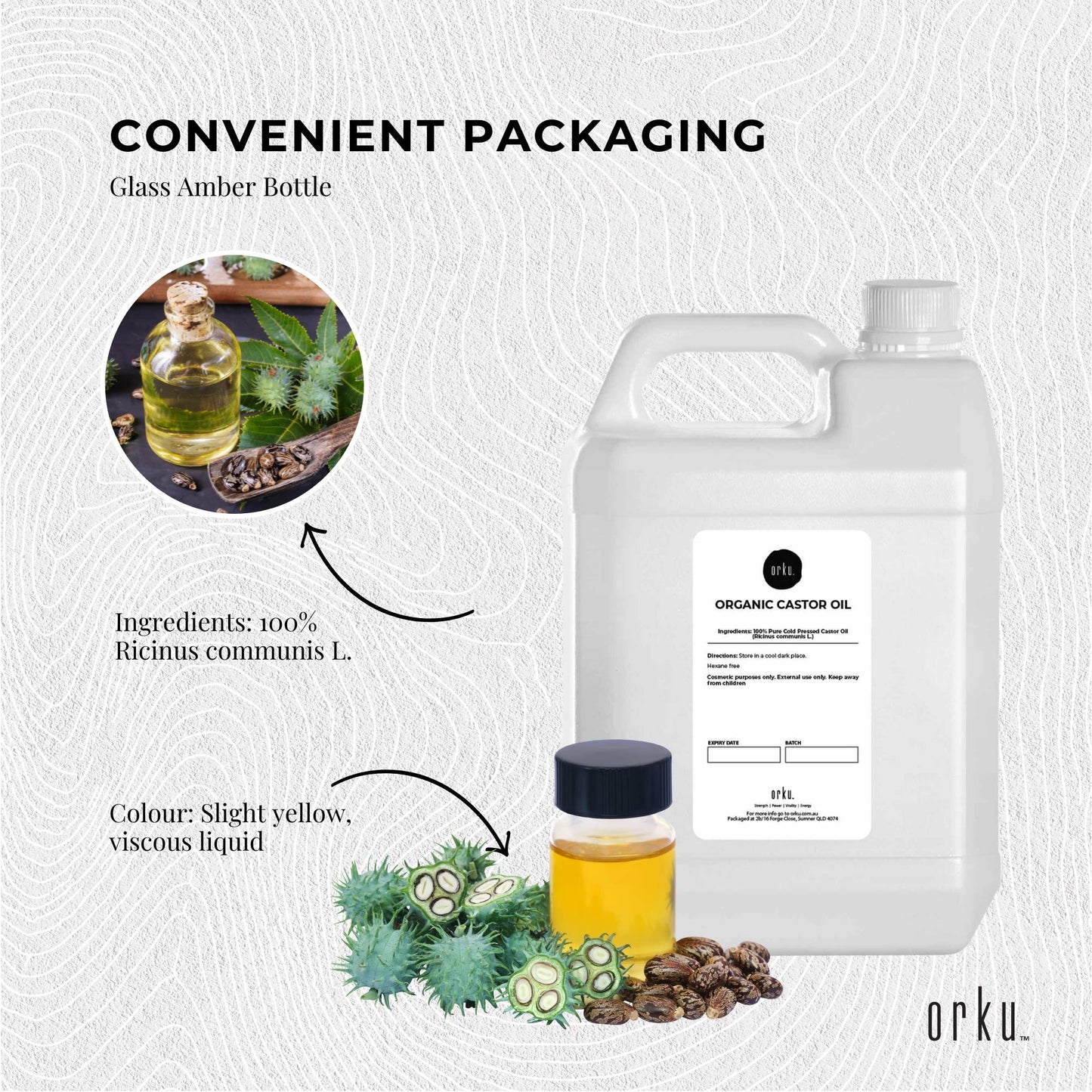 5L Organic Castor Oil - Hexane Free Cold Pressed Anti Oxidant Skin Hair Care-4