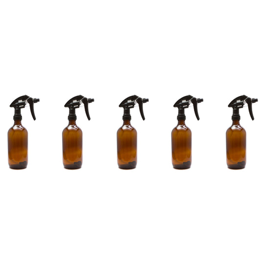 5x 500ml Amber Glass Spray Bottle + Trigger - Refillable Oil Dispenser-0
