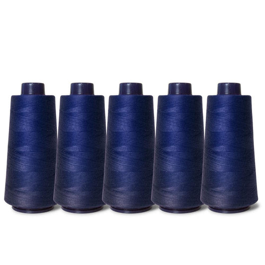 5x Navy Sewing Overlocker Thread - 2000m Hemline Polyester Overlocking Spools-0