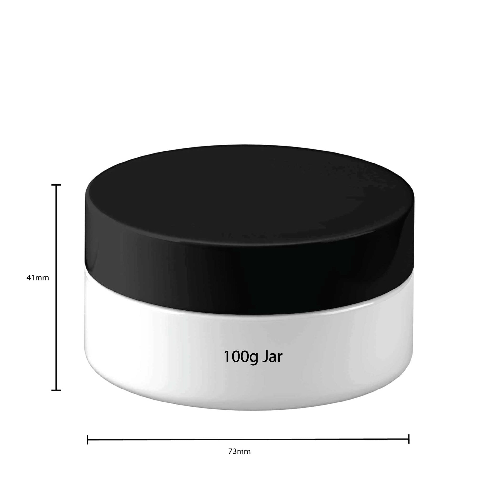 5x Plastic Cosmetic Jar + Lids - 100g 250g Empty White Container-5