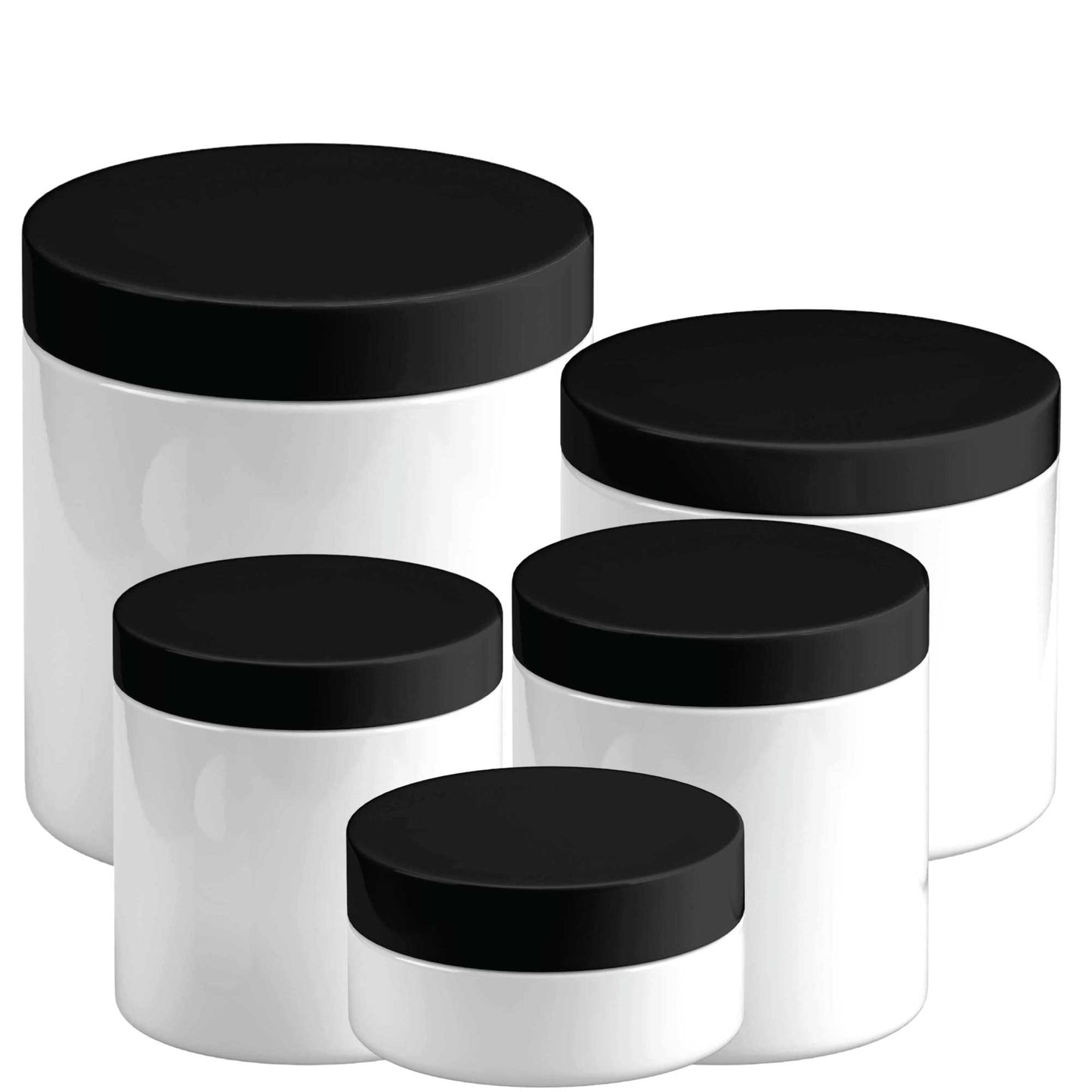 5x Plastic Cosmetic Jar + Lids - 100g 250g Empty White Container-0
