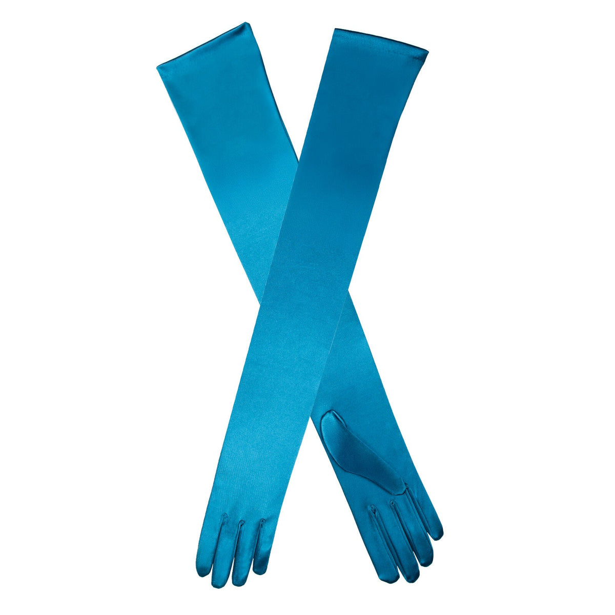 Dents Womens Long Opera Satin Gloves in Teal