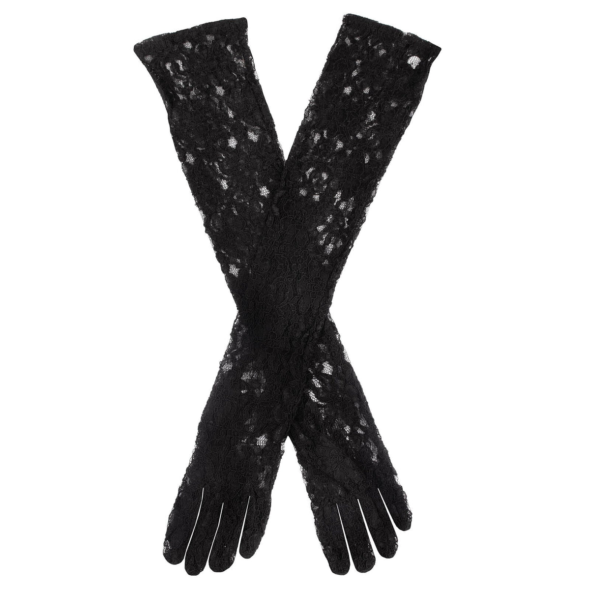 Dents Womens Long Opera Lace Gloves in Black (One Size)