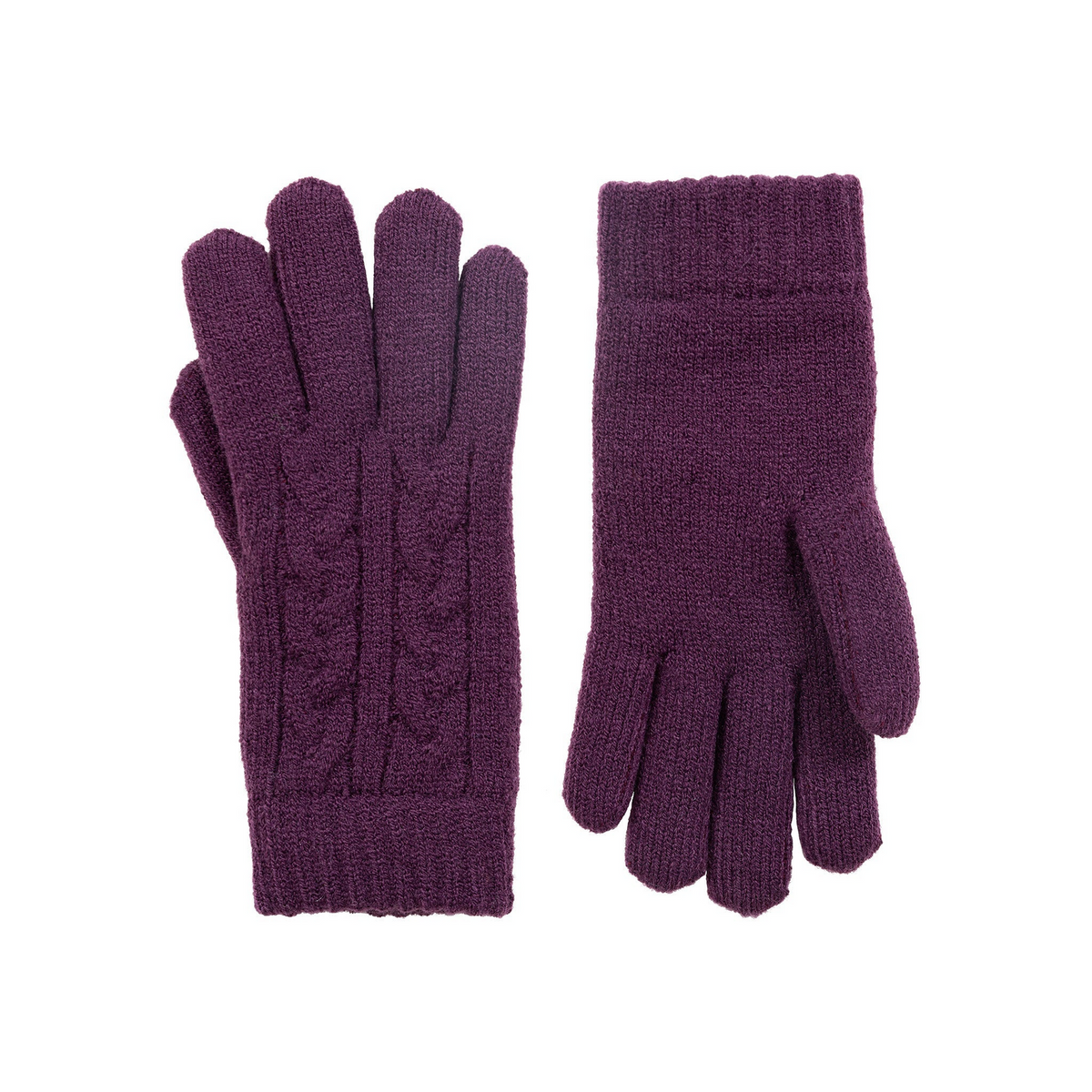Dents Womens Cable Knit Cosy-Lined Gloves in Amethyst