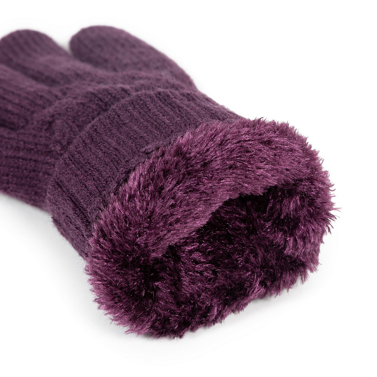 Dents Womens Cable Knit Cosy-Lined Gloves in Amethyst