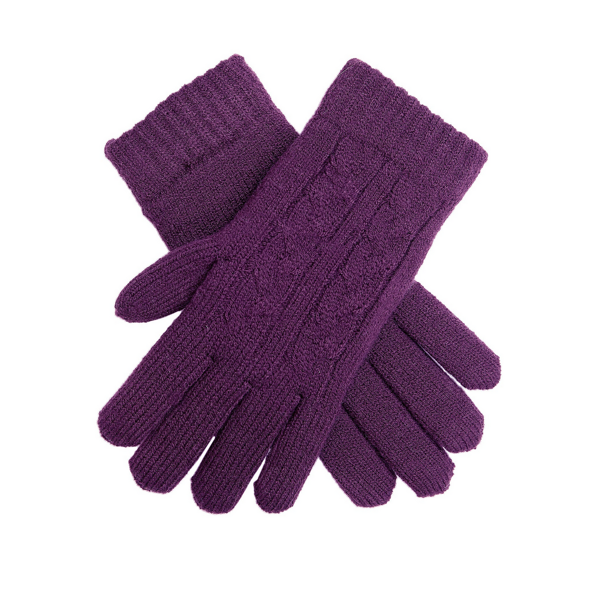 Dents Womens Cable Knit Cosy-Lined Gloves in Amethyst
