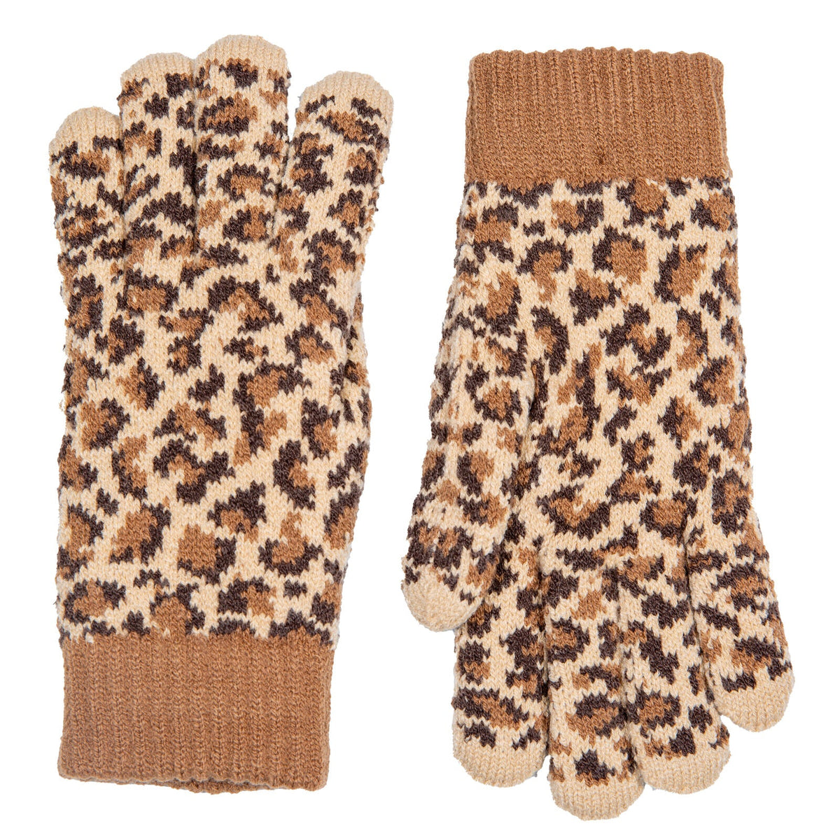Dents Women’s Jacquard Knitted Gloves with Leopard Print Pattern