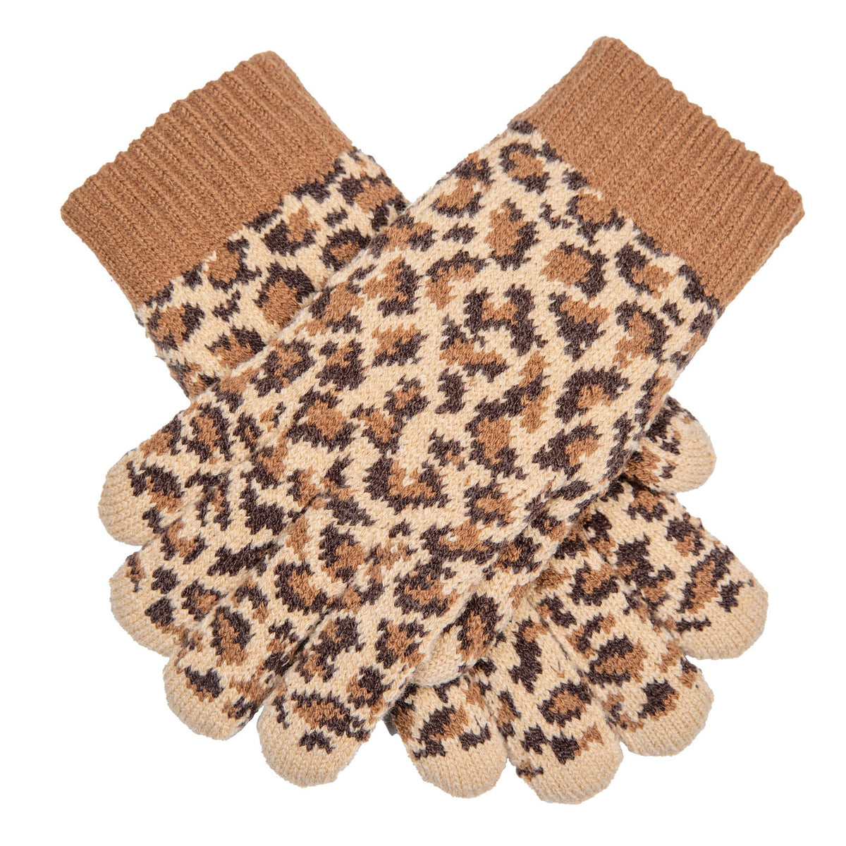 Dents Women’s Jacquard Knitted Gloves with Leopard Print Pattern