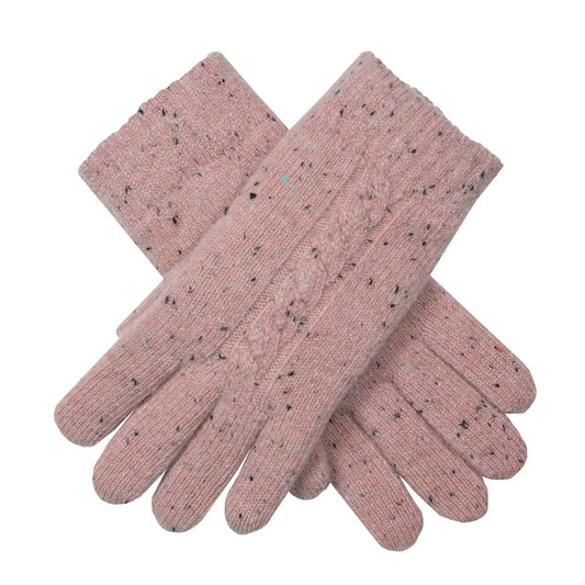 Dents Womens Cable Knit Gloves with Marl Yarn