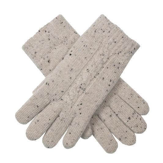 Dents Womens Cable Knit Gloves with Marl Yarn