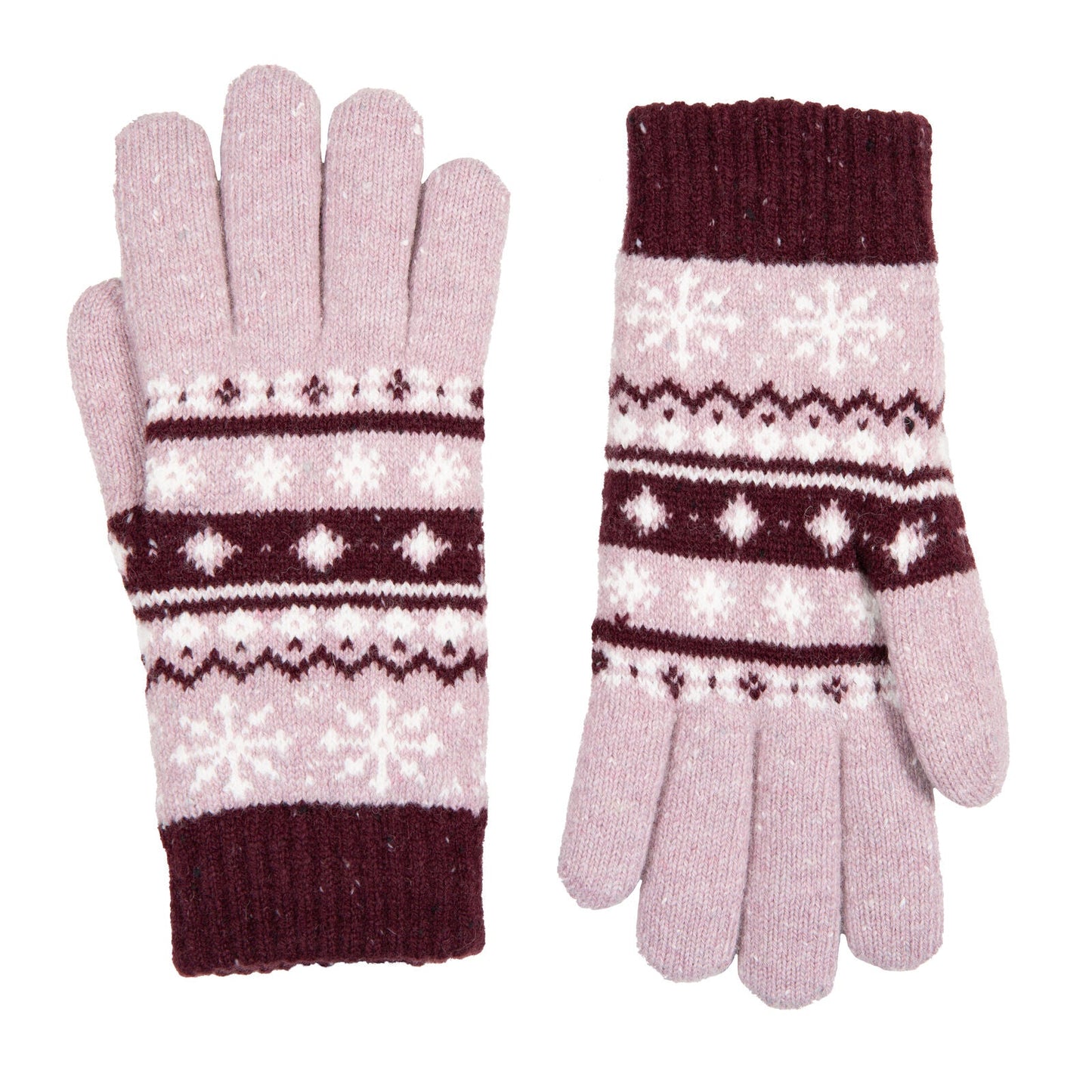 Dents Womens Gloves Jacquard Fair Isle Marle Yarn Knitted in Lilac