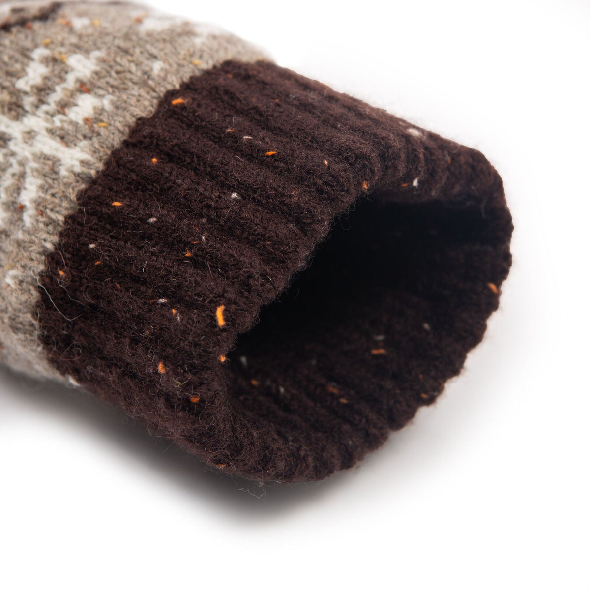Dents Womens Gloves Jacquard Fair Isle Marle Yarn Knitted in Oatmeal