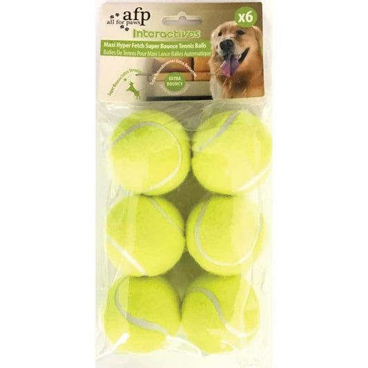 6 Pack Extra Bouncy Dog Fetch Balls AFP Hyper Maxi Super Bounce Tennis Ball Toy-0