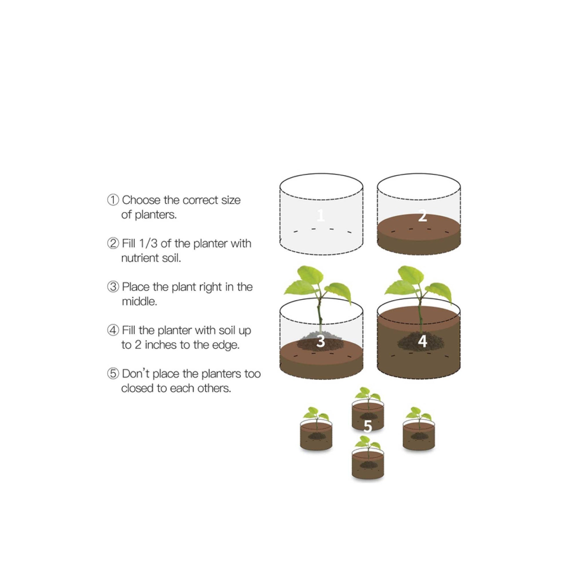 6 Pck 0.6 Gallon Fabric Flower Pots 2.4L Garden Planter Bags Black Felt Root Pouch-3