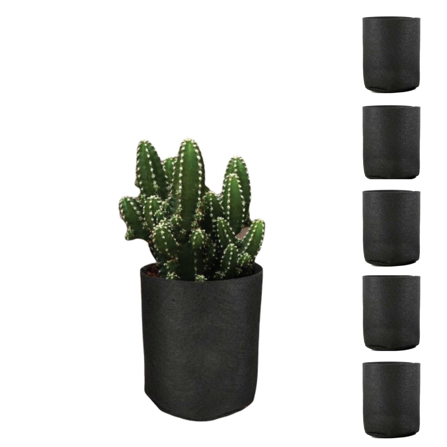 6 Pck 0.6 Gallon Fabric Flower Pots 2.4L Garden Planter Bags Black Felt Root Pouch-0