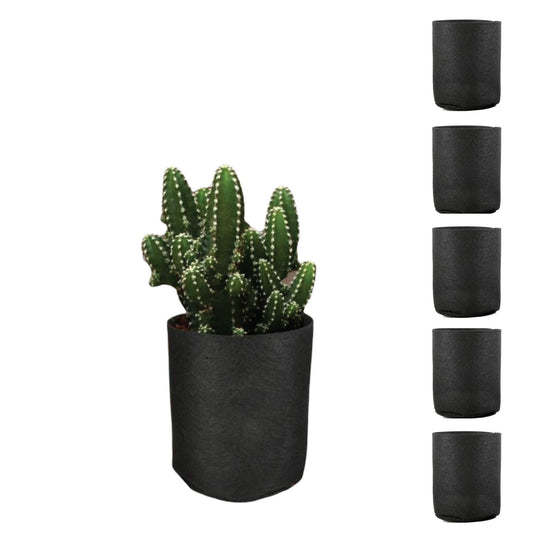 6 Pck 0.6 Gallon Fabric Flower Pots 2.4L Garden Planter Bags Black Felt Root Pouch-0