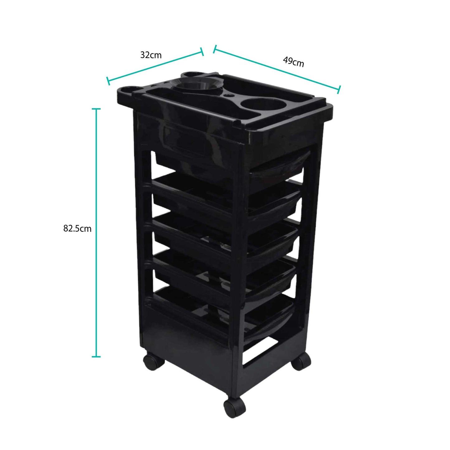 6 Tier Hairdressing Trolley Black 82x49x32cm Salon Hair Colouring Rolling Cart-1
