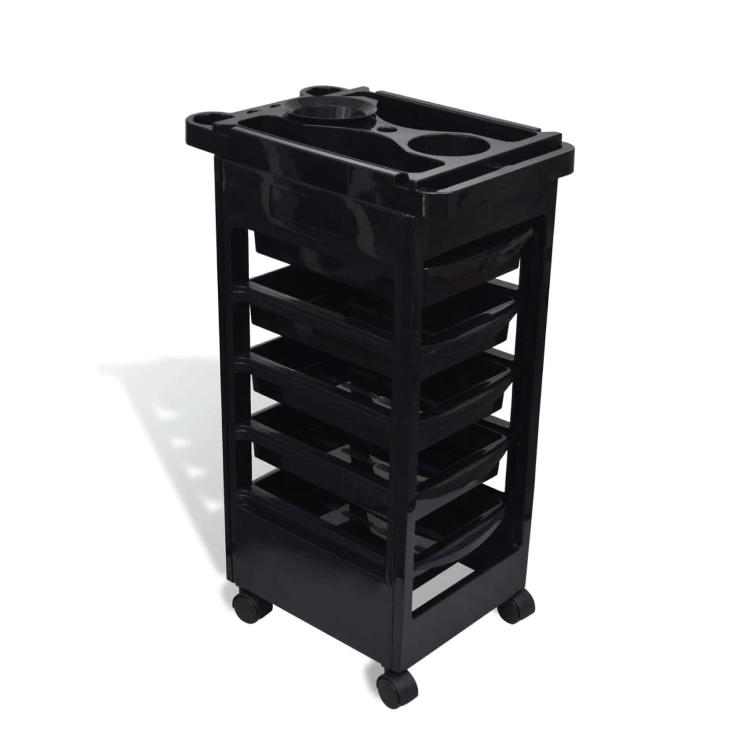 6 Tier Hairdressing Trolley Black 82x49x32cm Salon Hair Colouring Rolling Cart-4