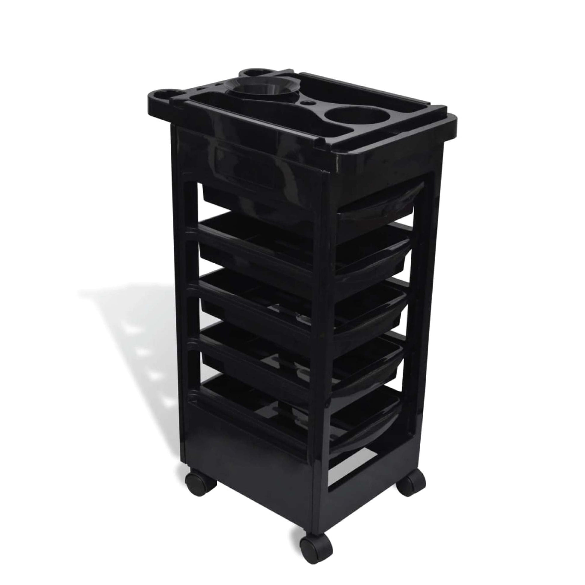 6 Tier Hairdressing Trolley Black 82x49x32cm Salon Hair Colouring Rolling Cart-4