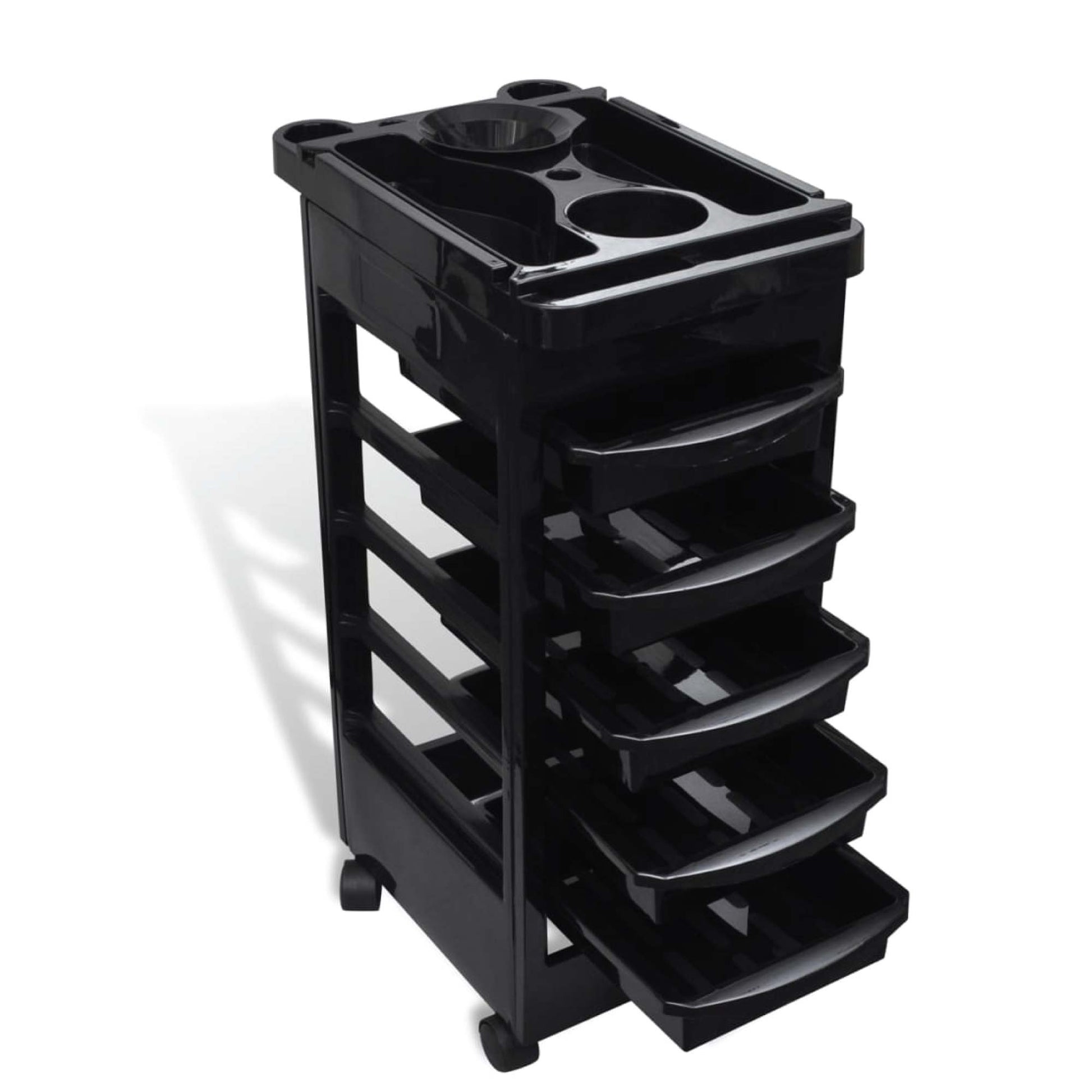 6 Tier Hairdressing Trolley Black 82x49x32cm Salon Hair Colouring Rolling Cart-0