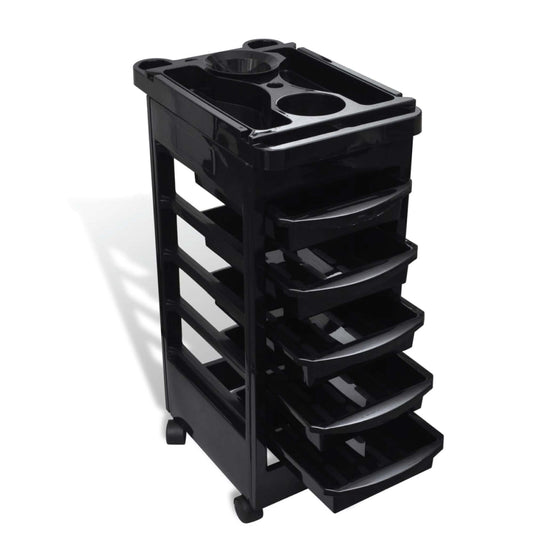 6 Tier Hairdressing Trolley Black 82x49x32cm Salon Hair Colouring Rolling Cart-0