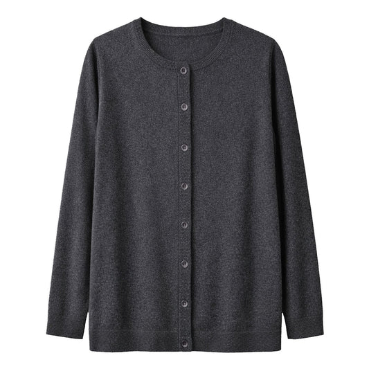 Luxury Cashmere Wool Button Cardigan (Longline) in Charcoal