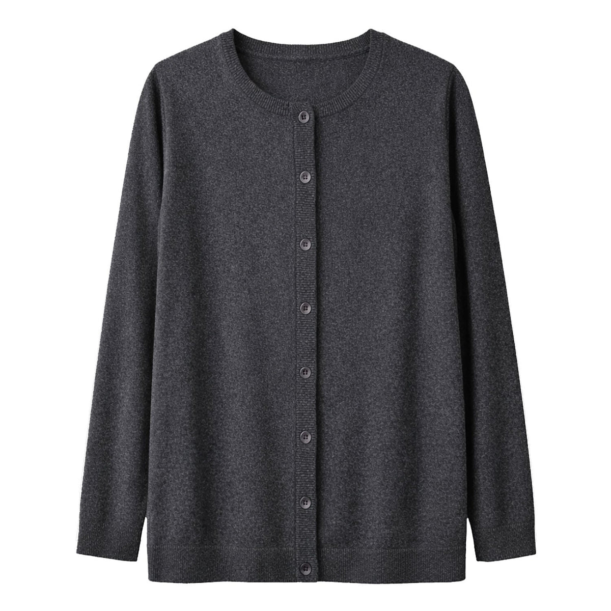 Luxury Cashmere Wool Button Cardigan (Longline) in Charcoal