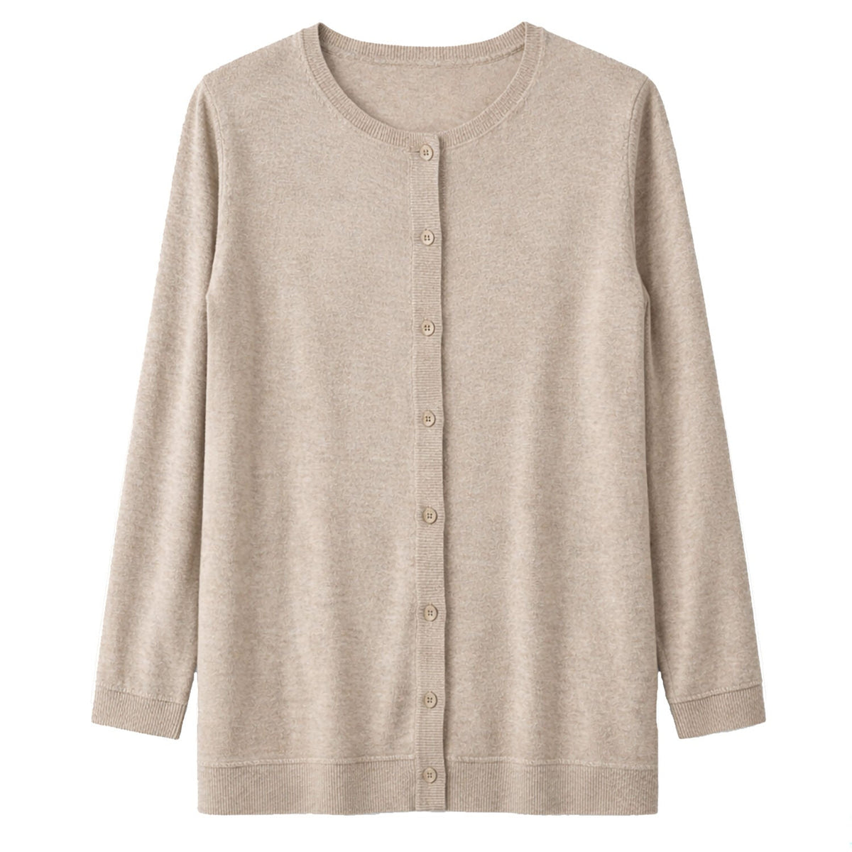 Luxury Cashmere Wool Button Cardigan (Longline) in Natural