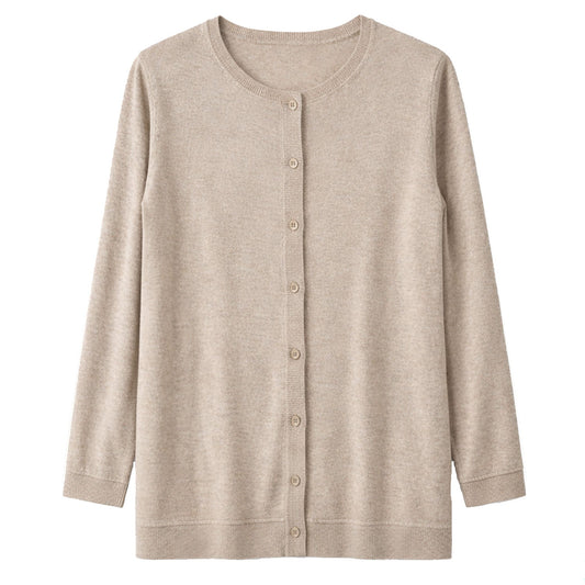 Luxury Cashmere Wool Button Cardigan (Longline) in Natural
