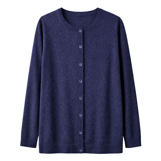 Luxury Cashmere Wool Button Cardigan (Longline) in Navy