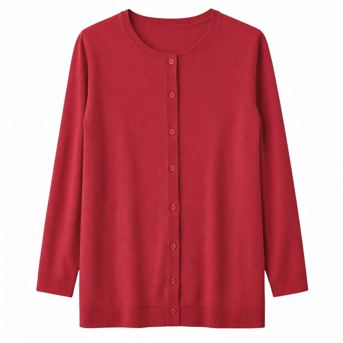 Luxury Cashmere Wool Button Cardigan (Longline) in Red