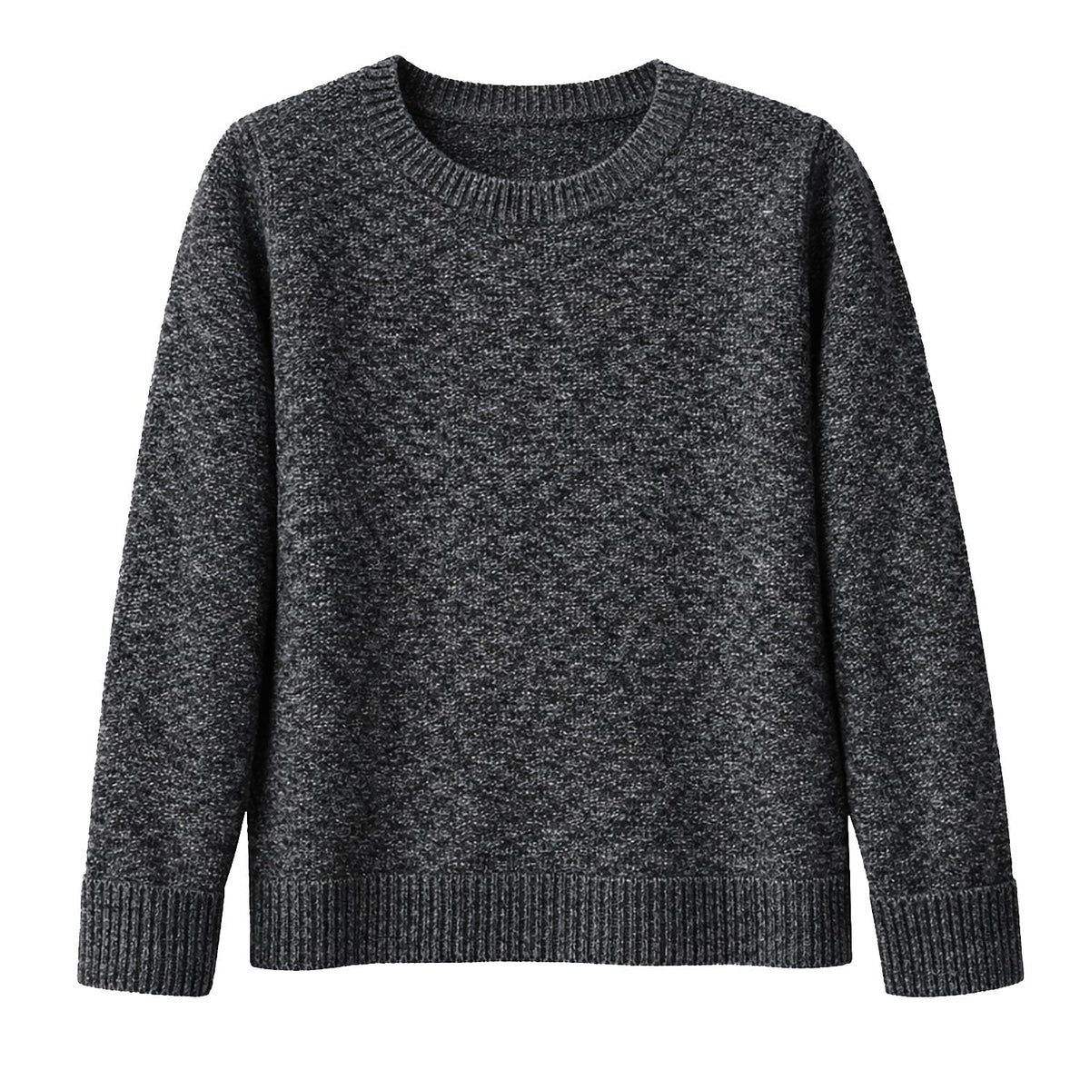 Luxury Cashmere Wool Horizontal Rib Pullover Jumper (Textured Knit) in Charcoal