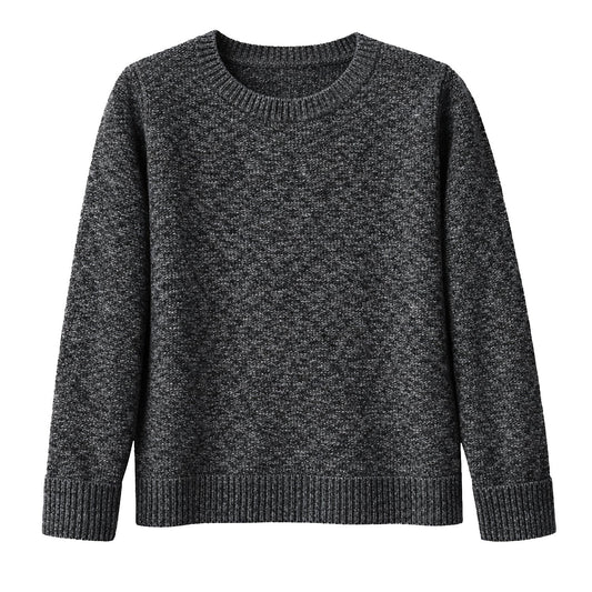 Luxury Cashmere Wool Horizontal Rib Pullover Jumper (Textured Knit) in Charcoal
