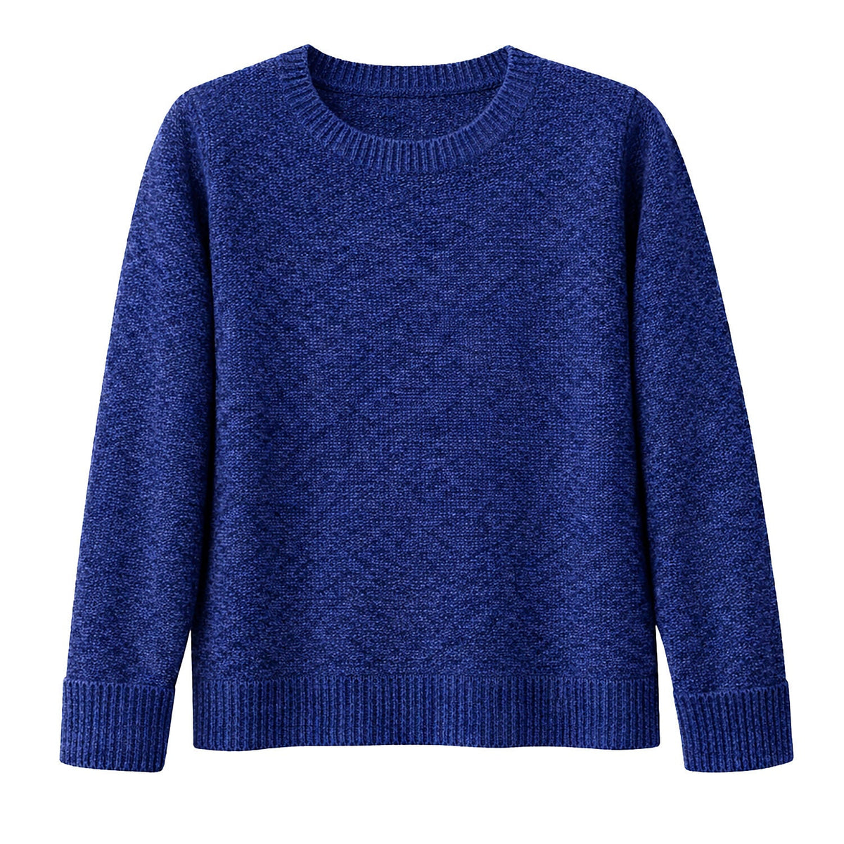 Luxury Cashmere Wool Horizontal Rib Pullover Jumper (Textured Knit) in Navy
