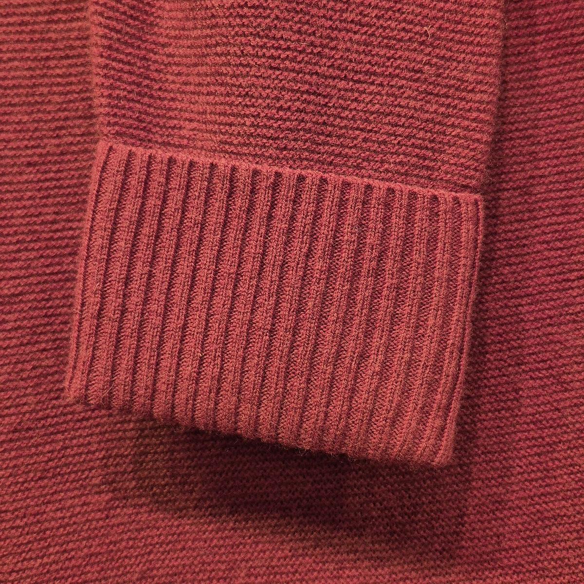 Luxury Cashmere Wool Horizontal Rib Pullover Jumper (Textured Knit) in Red