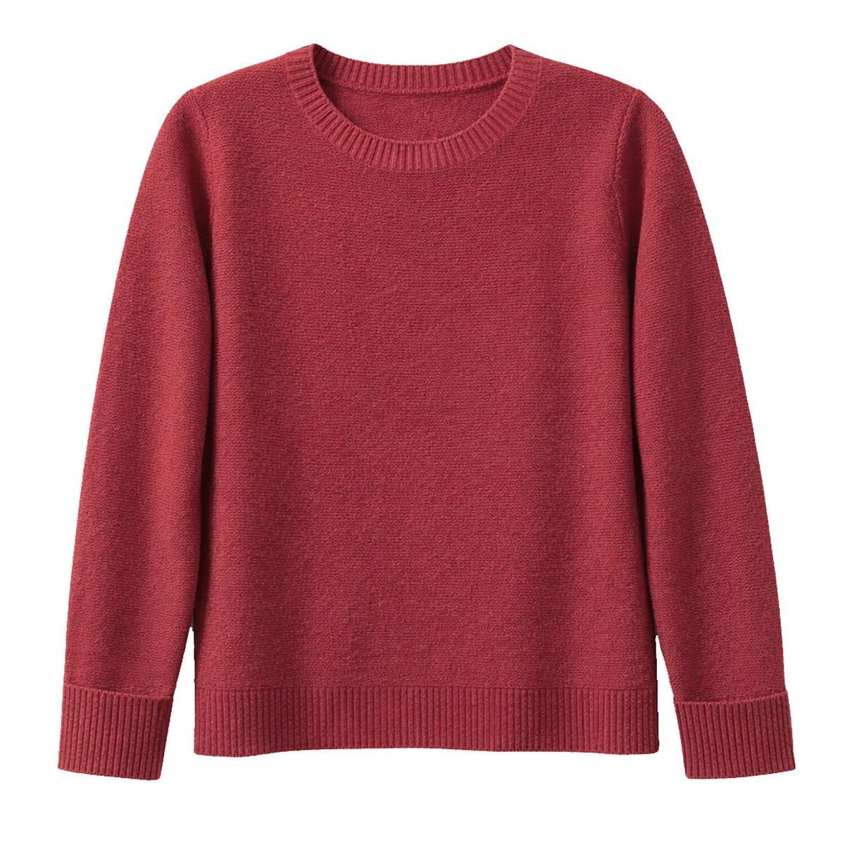 Luxury Cashmere Wool Horizontal Rib Pullover Jumper (Textured Knit) in Red