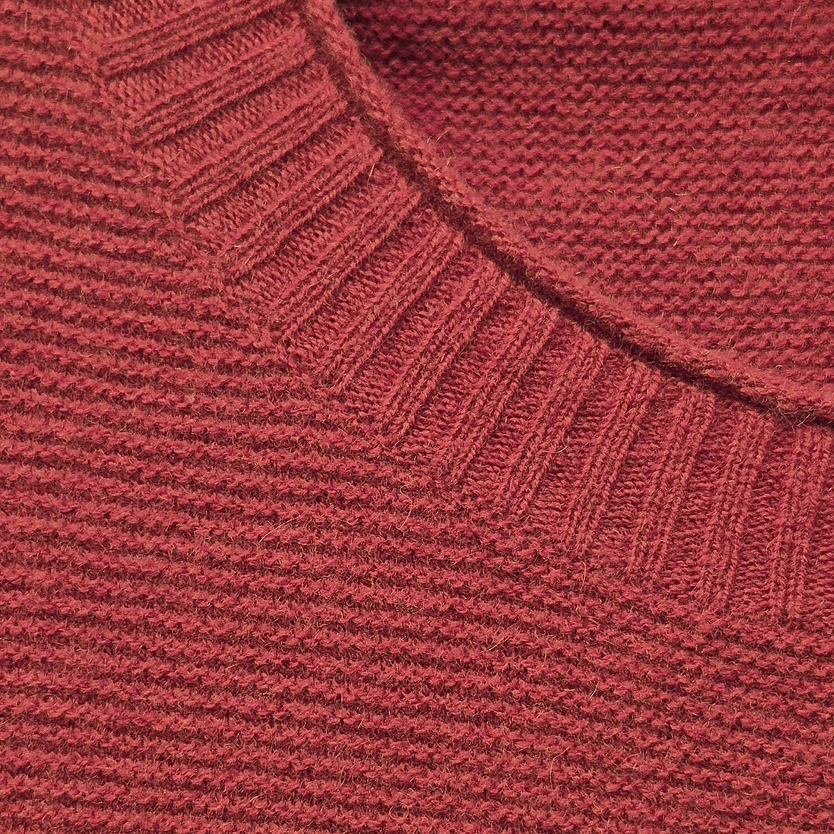 Luxury Cashmere Wool Horizontal Rib Pullover Jumper (Textured Knit) in Red