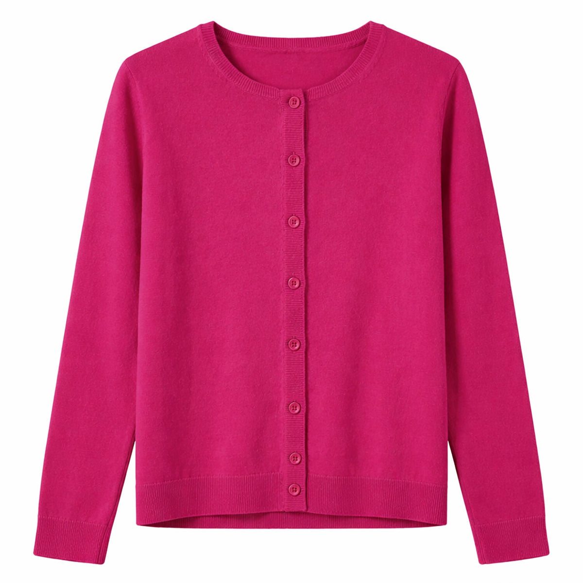Luxury Cashmere Wool Fine Knit Button Cardigan (Regular Length) in Pink