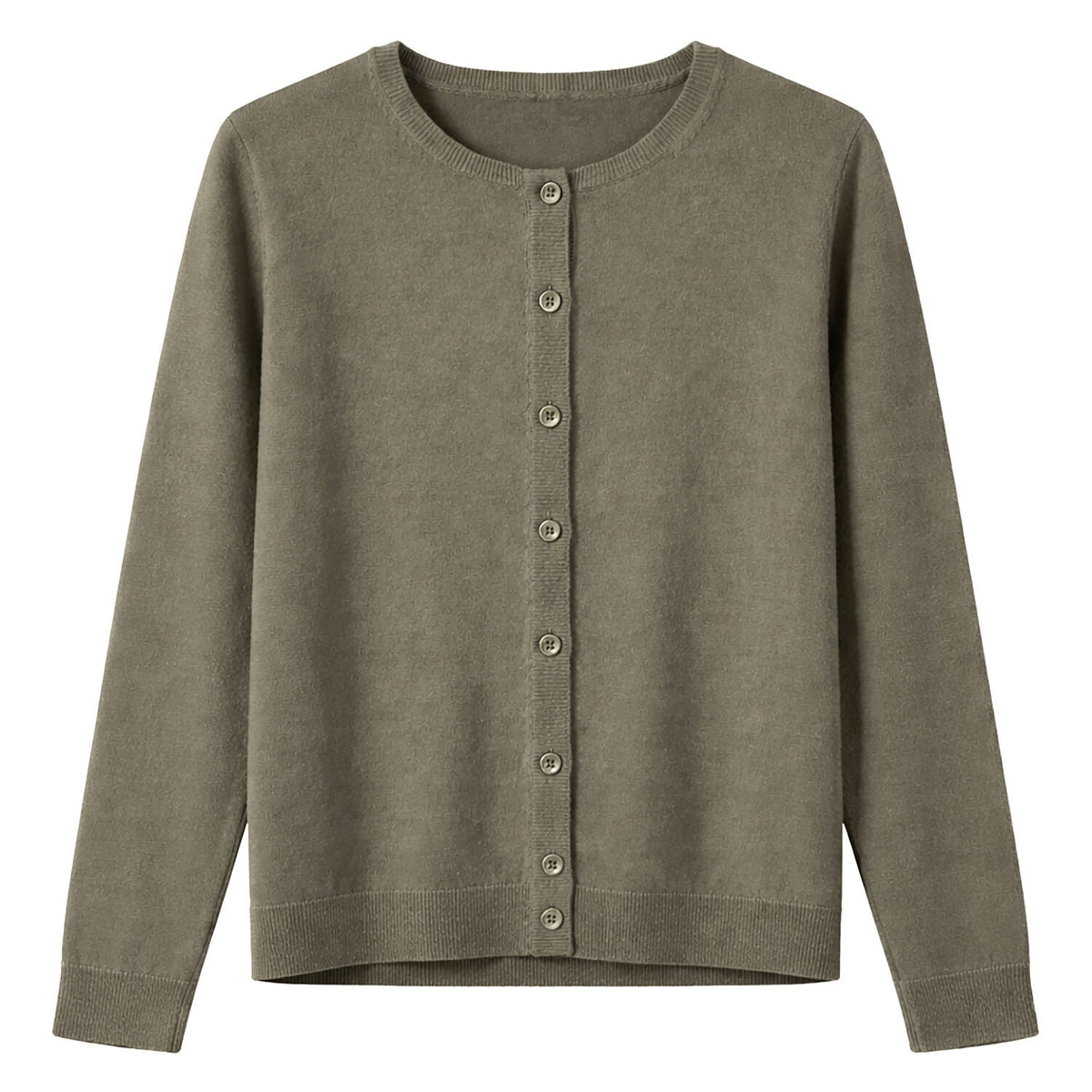 Luxury Cashmere Wool Fine Knit Button Cardigan (Regular Length) in Green