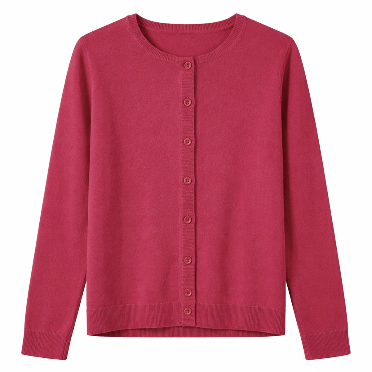 Luxury Cashmere Wool Fine Knit Button Cardigan (Regular Length) in Red