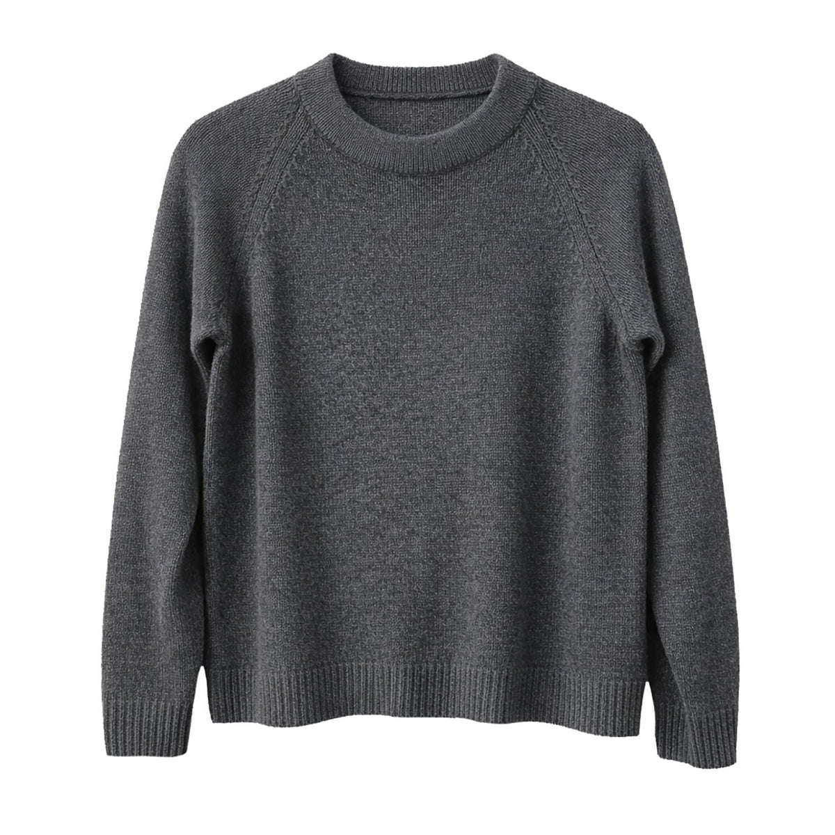 Luxury Cashmere Wool Funnel Neck Heavy Gauge Pullover Jumper (Chunky Knit) in Charcoal