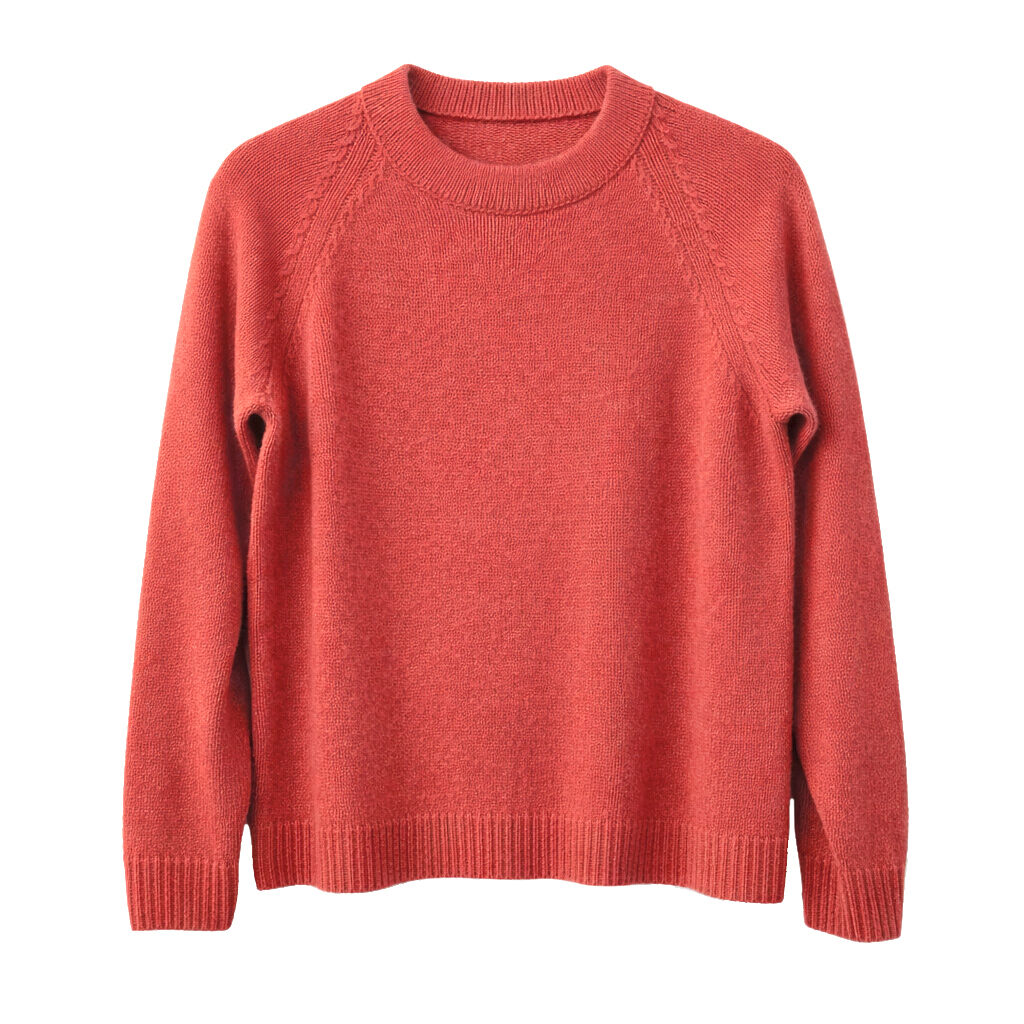 Luxury Cashmere Wool Funnel Neck Heavy Gauge Pullover Jumper (Chunky Knit) in Orange