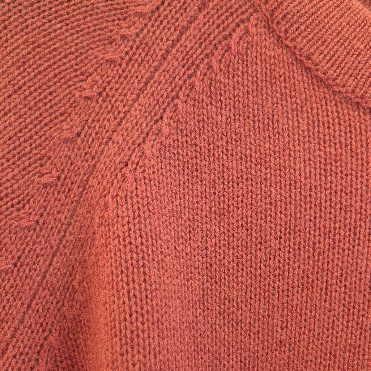 Luxury Cashmere Wool Funnel Neck Heavy Gauge Pullover Jumper (Chunky Knit) in Orange